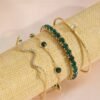 Elegant Gold and Green Bracelet Set