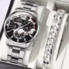 Men's Silver Watch and Bracelet Set
