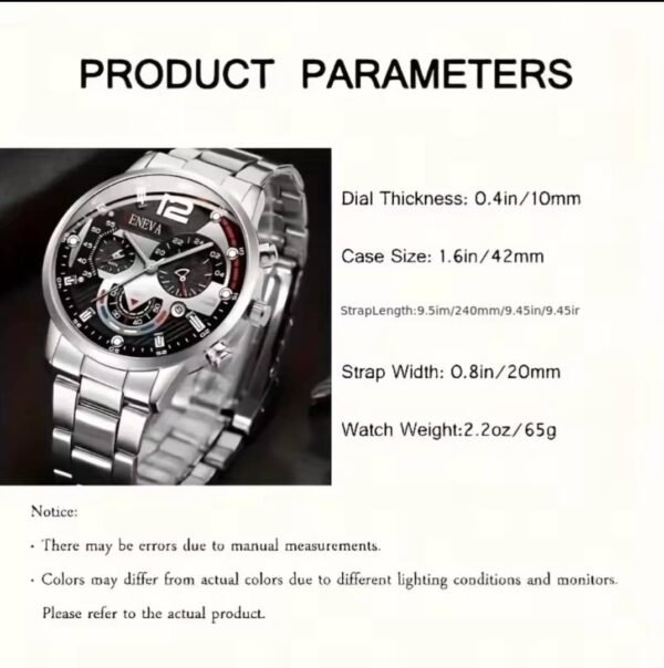 Men's Silver Watch and Bracelet Set