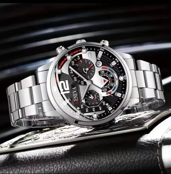 Men's Silver Watch and Bracelet Set
