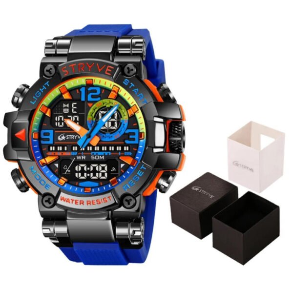 STRYVE Men’s digital sport watch available in different colors