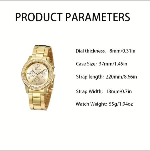 Elegant Gold-Plated Jewelry Set with Watch