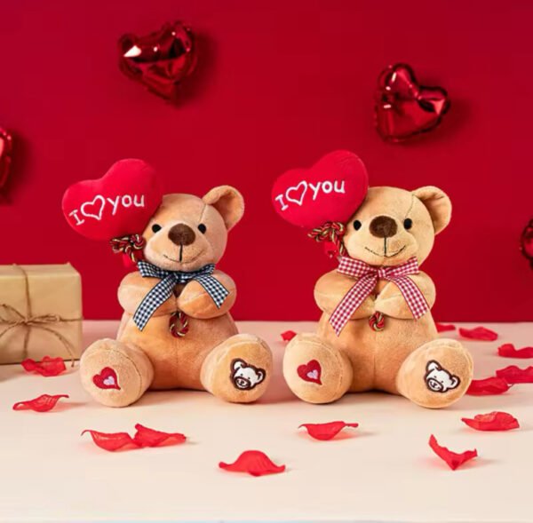 Plush Teddy Bears with Heart Balloons