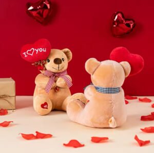 Plush Teddy Bears with Heart Balloons