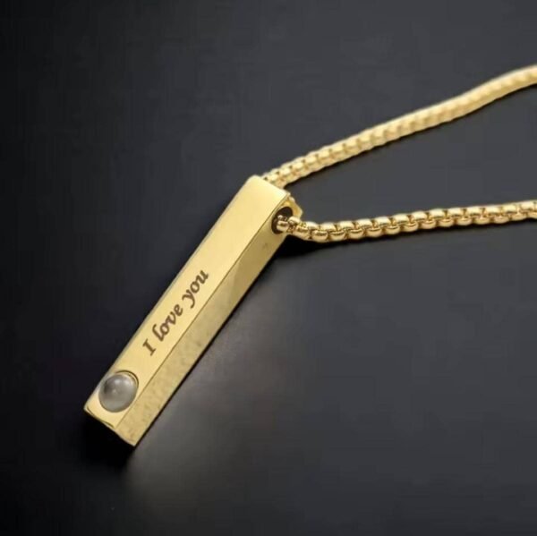 Gold Pendant Necklace with custom text and custon photo