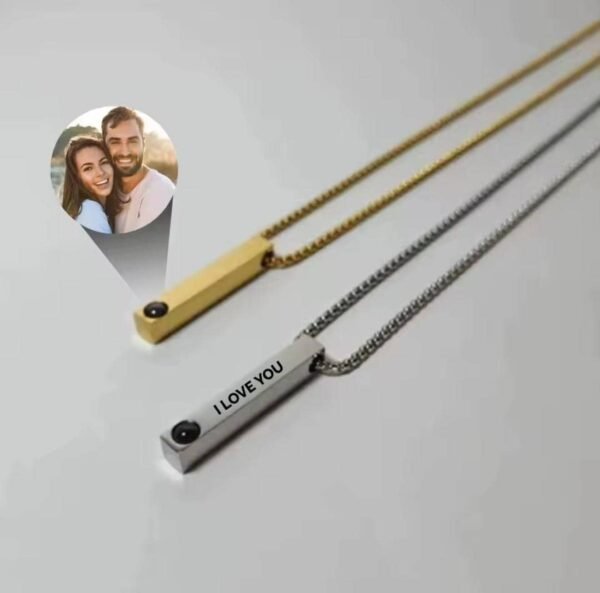 Gold Pendant Necklace with custom text and custon photo