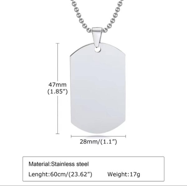 Stainless Steel Dog Tag Necklace (can be customized)