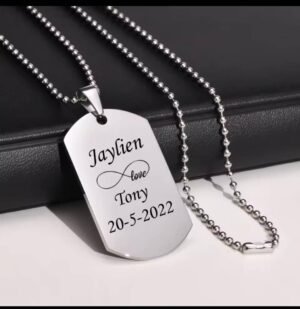 Stainless Steel Dog Tag Necklace (can be customized)