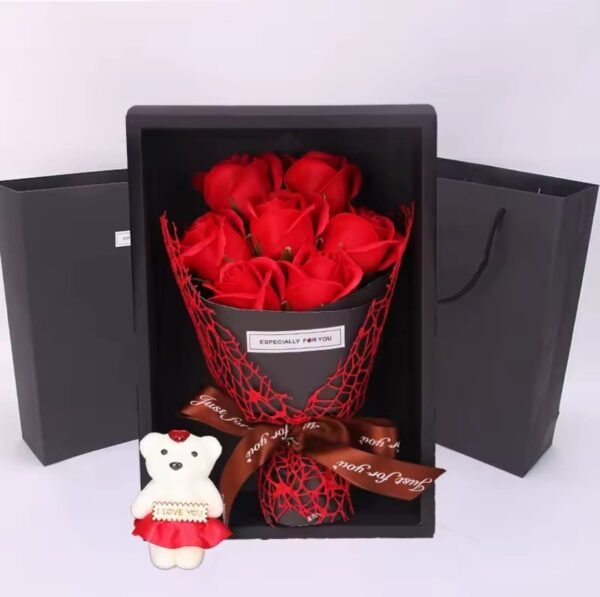 Artificial Rose Bouquet with Teddy Bear