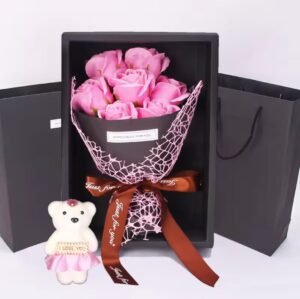 Artificial Rose Bouquet with Teddy Bear