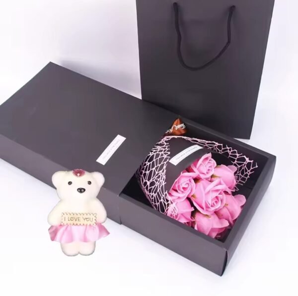 Artificial Rose Bouquet with Teddy Bear
