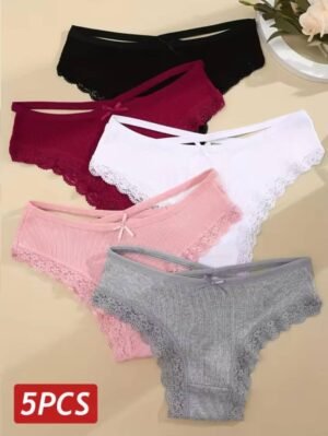 Ladies' Lace Trim Panties Set 5ps