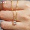 Gold Necklace with Teardrop Diamond Pendant