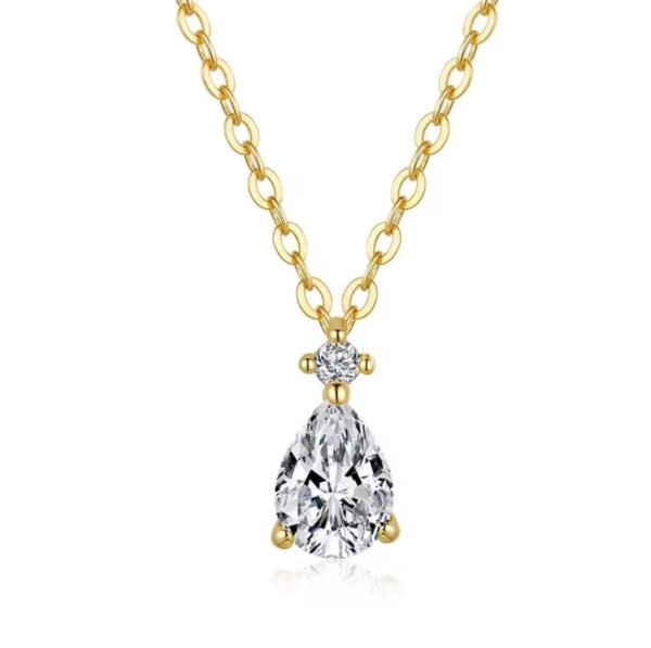 Gold Necklace with Teardrop Diamond Pendant